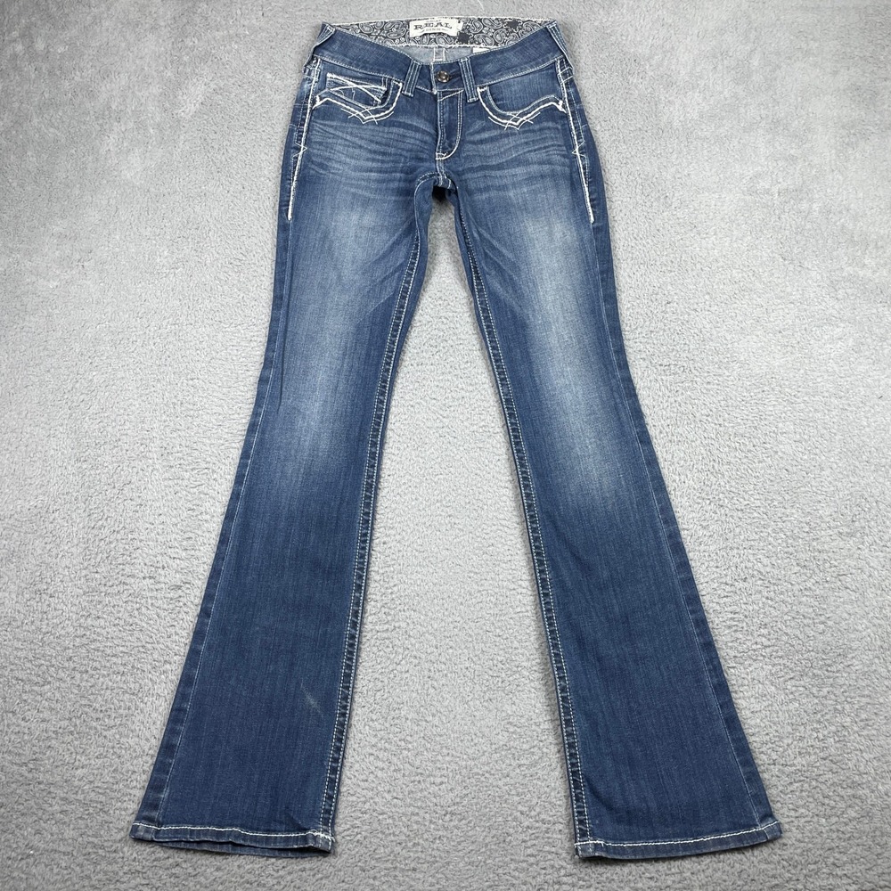 Ariat REAL Marine Bootcut Jeans Womens 26L (Fits 26x34) Blue Stretch Western